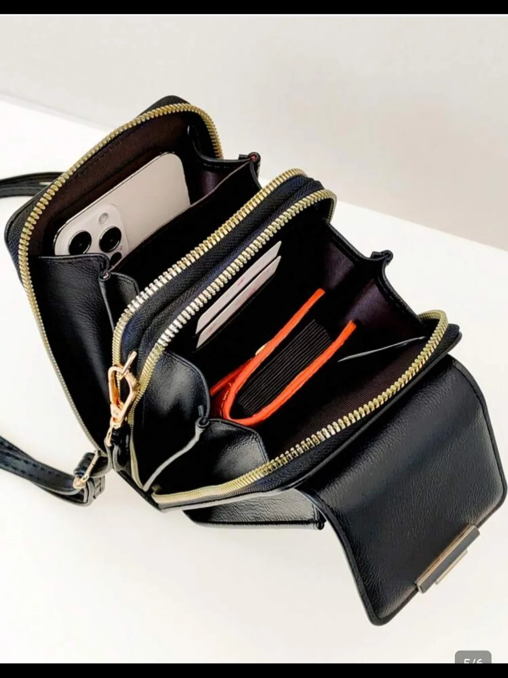 Mingyou Black Crossbody Pebbled Faux Leather Phone Wallet Purse Multiple Pockets - Picture 1 of 12
